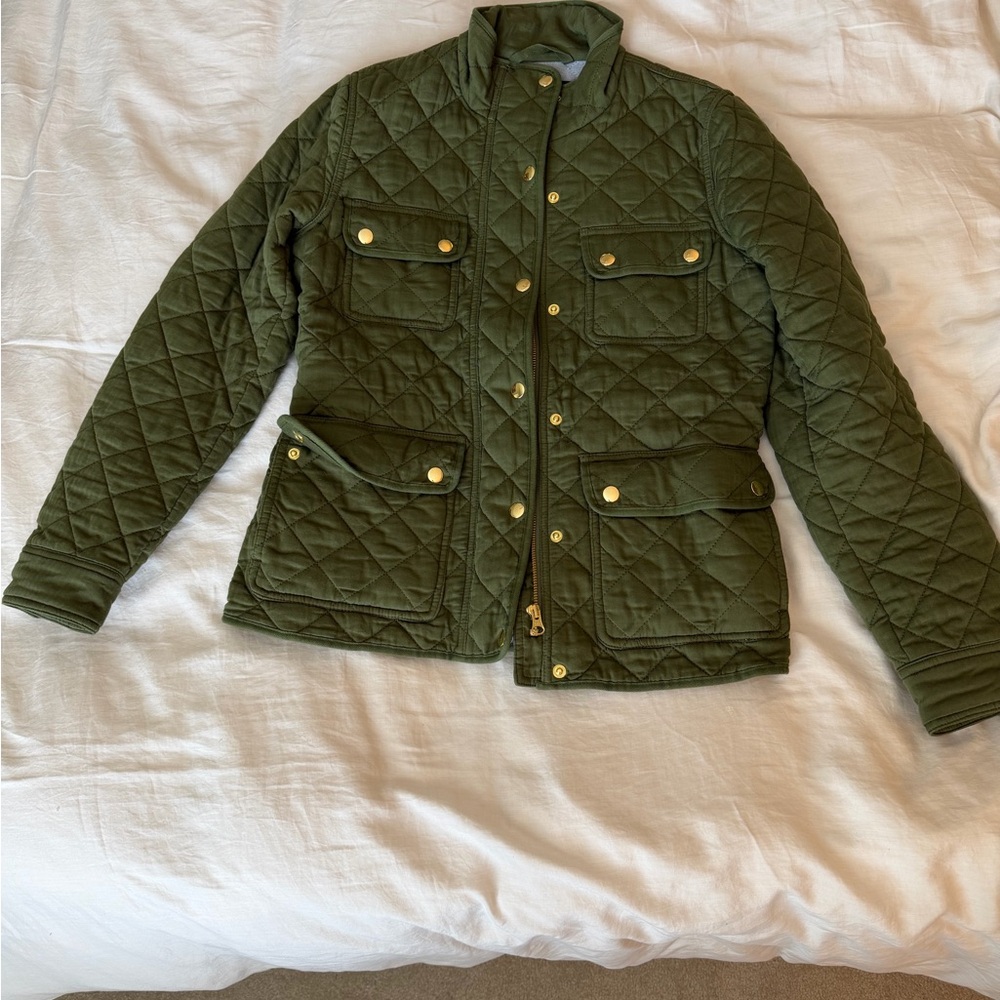J. Crew Green Quilted Utility Jacket